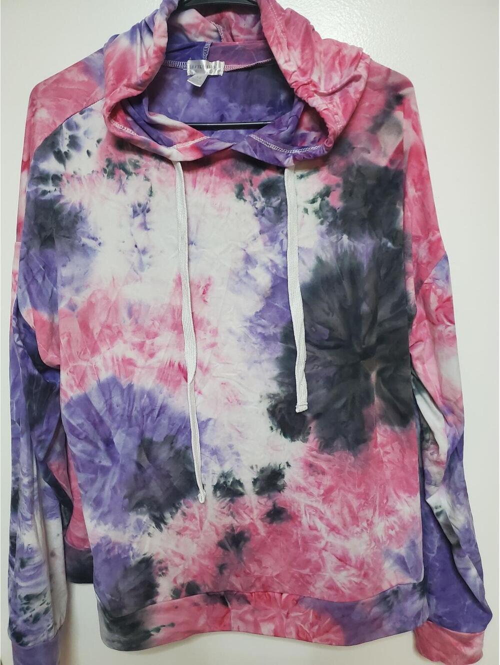 Orange Kiss Women's 1X Tie-Dye Hoodie Sweatshirt